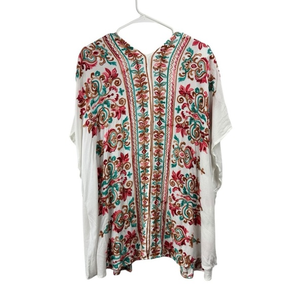 Umgee Size S/M Kimono Open White Floral Embroidered Boho Hippie Cardigan Topper - Picture 2 of 6
